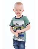 Tricou verde baieti cu imprimeu NDZ4479 - Magazin online - Boutique